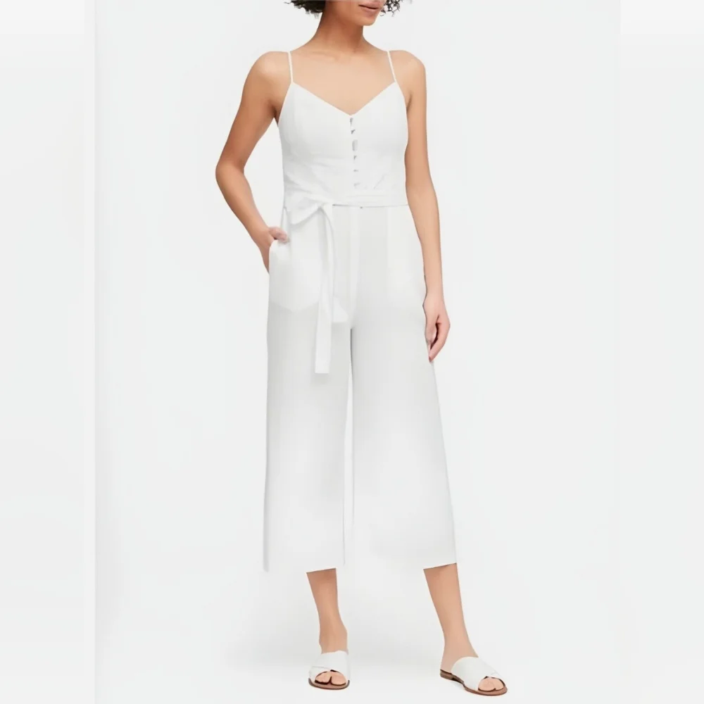 Banana Republic Wide Leg Cropped Linen Jumpsuit